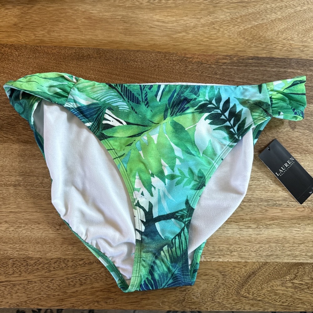 Lauren Ralph Lauren Swim Bikini Bottoms Size 14 Tropical Palm Print NWT
